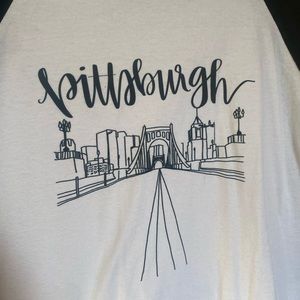 Pittsburgh Bridge Printed Baseball Tee